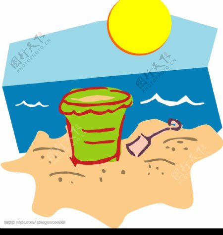 沙滩海水小桶铲子图片