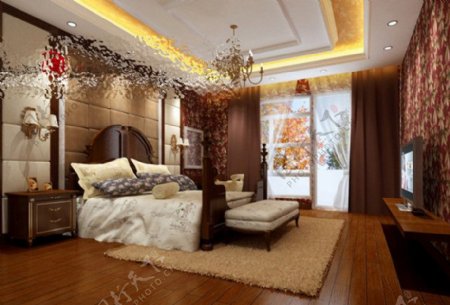 中国风卧室效果图图片