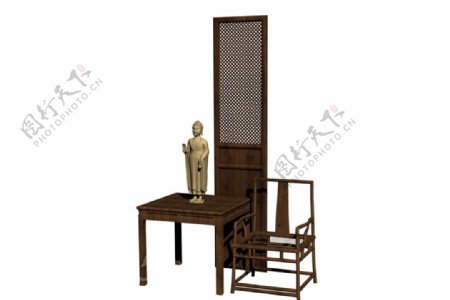 中式椅子模型图片