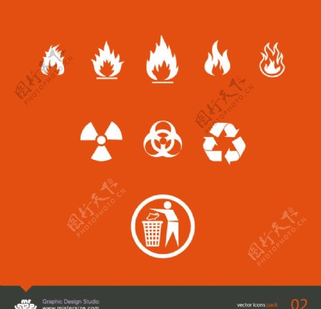 垃圾回收防火防辐射警告矢量公共标志图片
