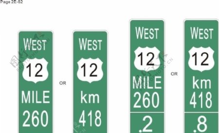 北美快速路指路标志标准图片