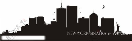 美国城市纽约剪影矢量图片