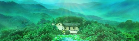 韶山翠绿色房子图片