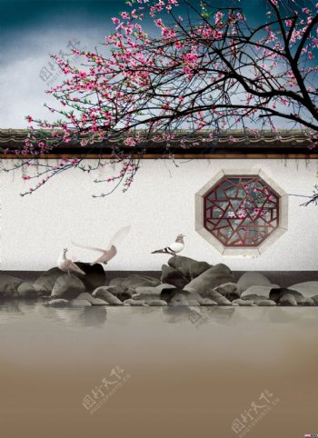 中国风围墙背景图片