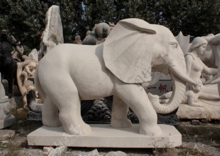石雕大象图片