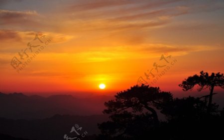 九华山夕阳图片