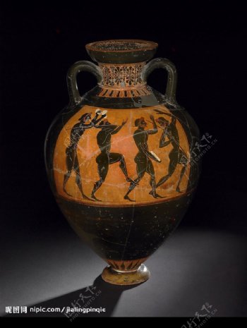 古希腊黑像式泛雅典娜奖安法拉罐图片