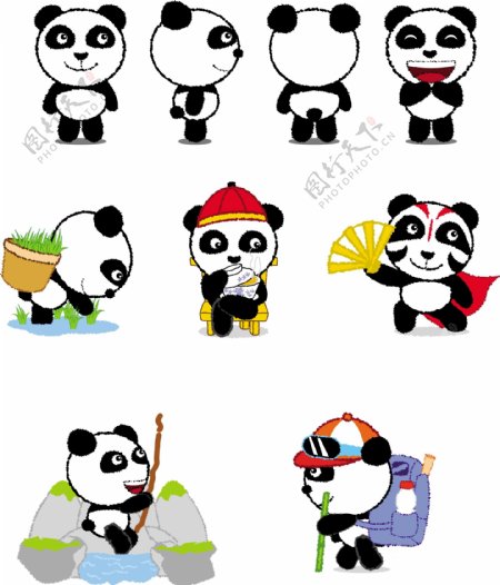 可爱熊猫形象矢量图图片