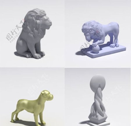 10款动物的雕塑模型图片