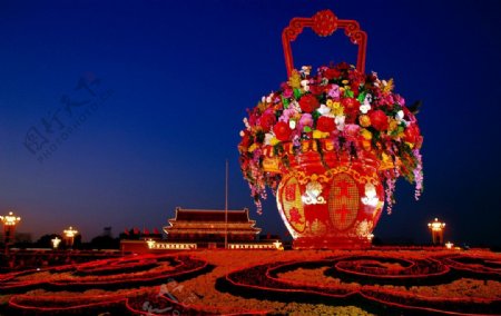 天安门广场六十周年国庆花坛图片