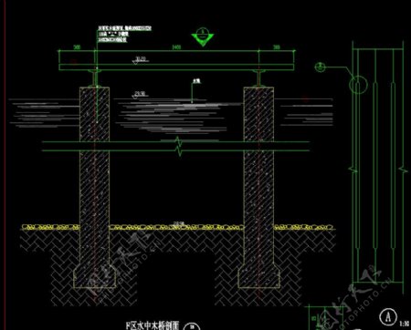 水中木桥剖面图片