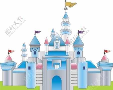 蓝色卡通城堡图片
