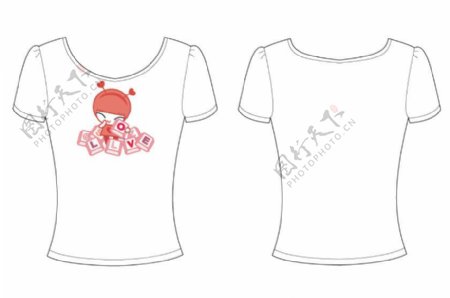 服装设计印花可爱女孩T恤夏天英文字母图片