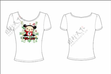 tshirtT恤印花可爱服装卡通中国娃娃图片