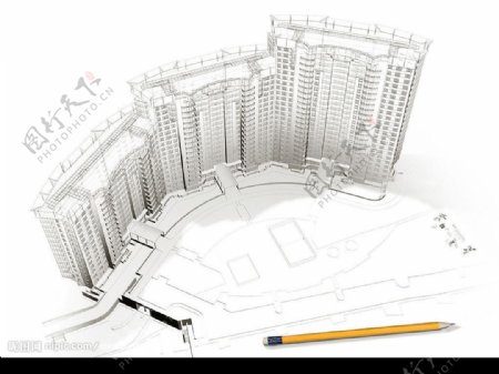 3D建筑物与平面图图片
