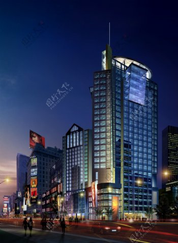 商业街夜景设计图片