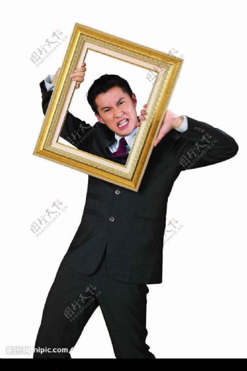 镜框中的商务男士图片
