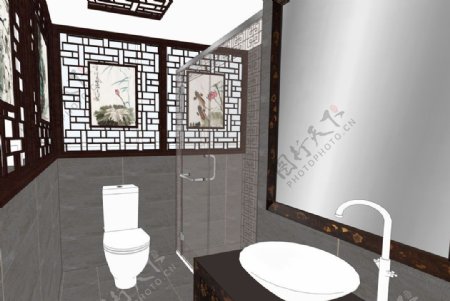 中式风格样板间卫生间图片