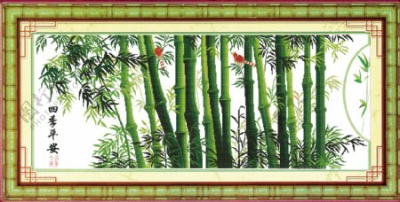 四季平安竹版图片