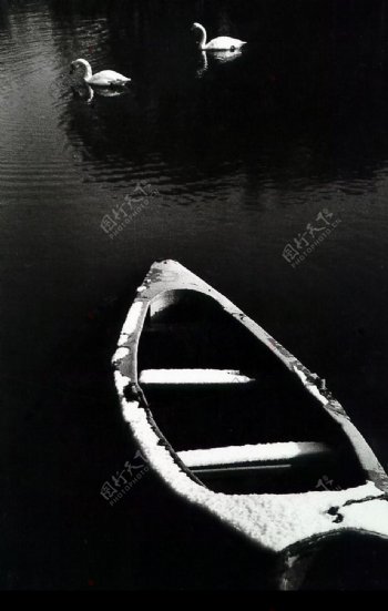 湖泊里的小船图片