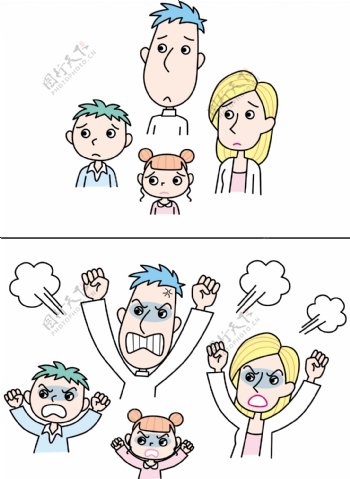 卡通家庭一家人表情图片