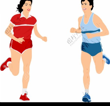 跑步男女图片