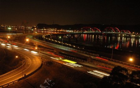绝美台湾关渡桥夜图片