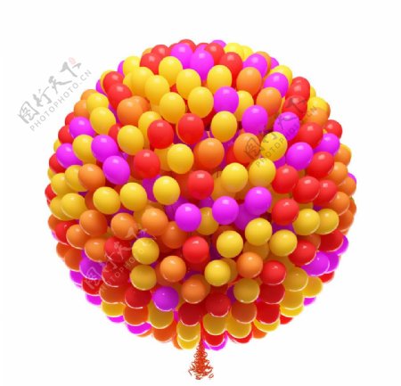 鲜艳三色气球组成的圆气球图片