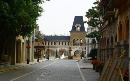 欧州小镇的街景图片