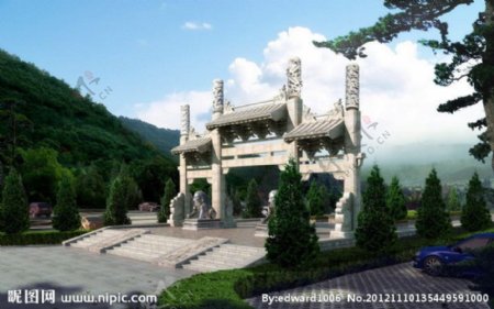 中国古典牌坊效果图图片