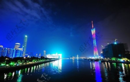 广州塔夜景图图片