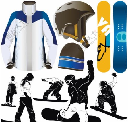 滑雪运动剪影滑雪板滑雪衣滑雪帽图片