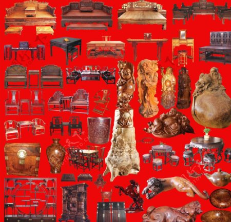 红木家具与装饰品广告素材图片