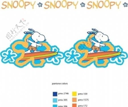 卡通snoopy冲浪图片