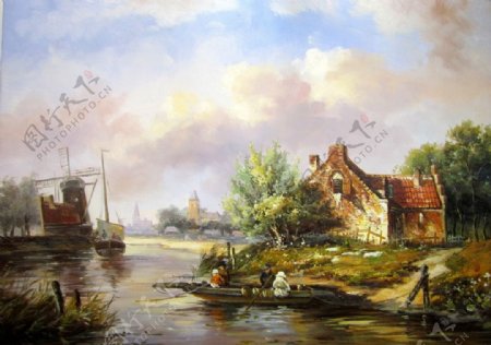欧洲乡村油画图片