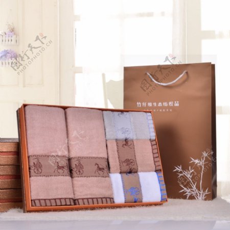 竹纤维毛巾礼盒图片