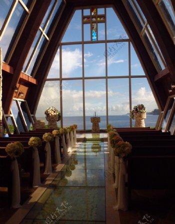 海边结婚教堂摄影图片