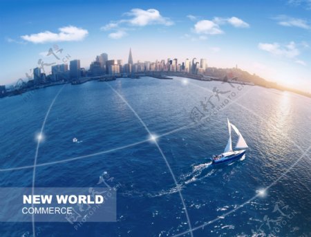 远洋全球商务封面背景图图片