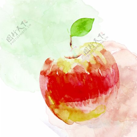 水彩红苹果图片