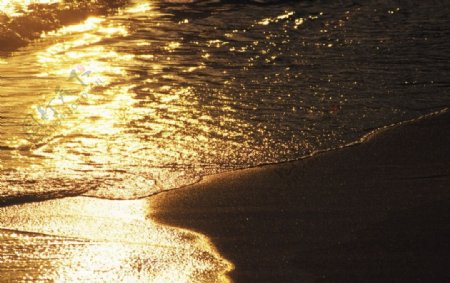 黄昏的海边沙滩图片