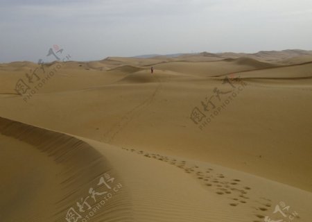 沙漠中的足迹脚印图片