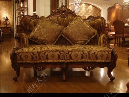 经典欧式家具双人沙发图片