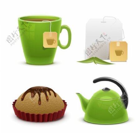 茶壶茶杯图标标志图片