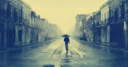 雨中街道图片