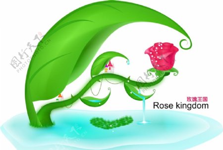 玫瑰王国插画图片