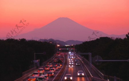 富士山暮色图片