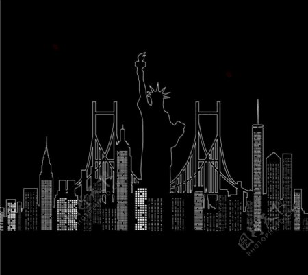 纽约城市剪影矢量图图片