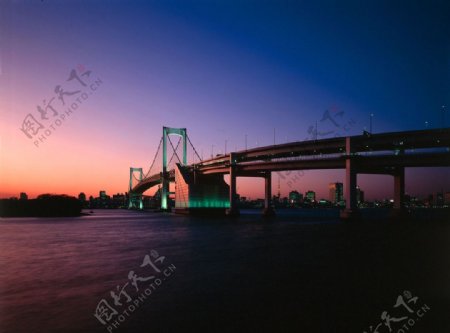 夕阳下的桥梁图片