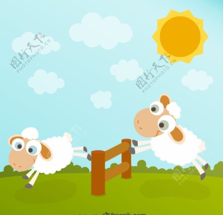 绵羊跳栏图片