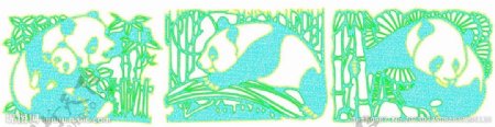 熊猫与竹线描图图片